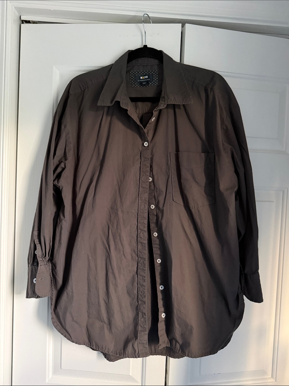 Anthropologie Maeve Dark Gray Button-Up Shirt